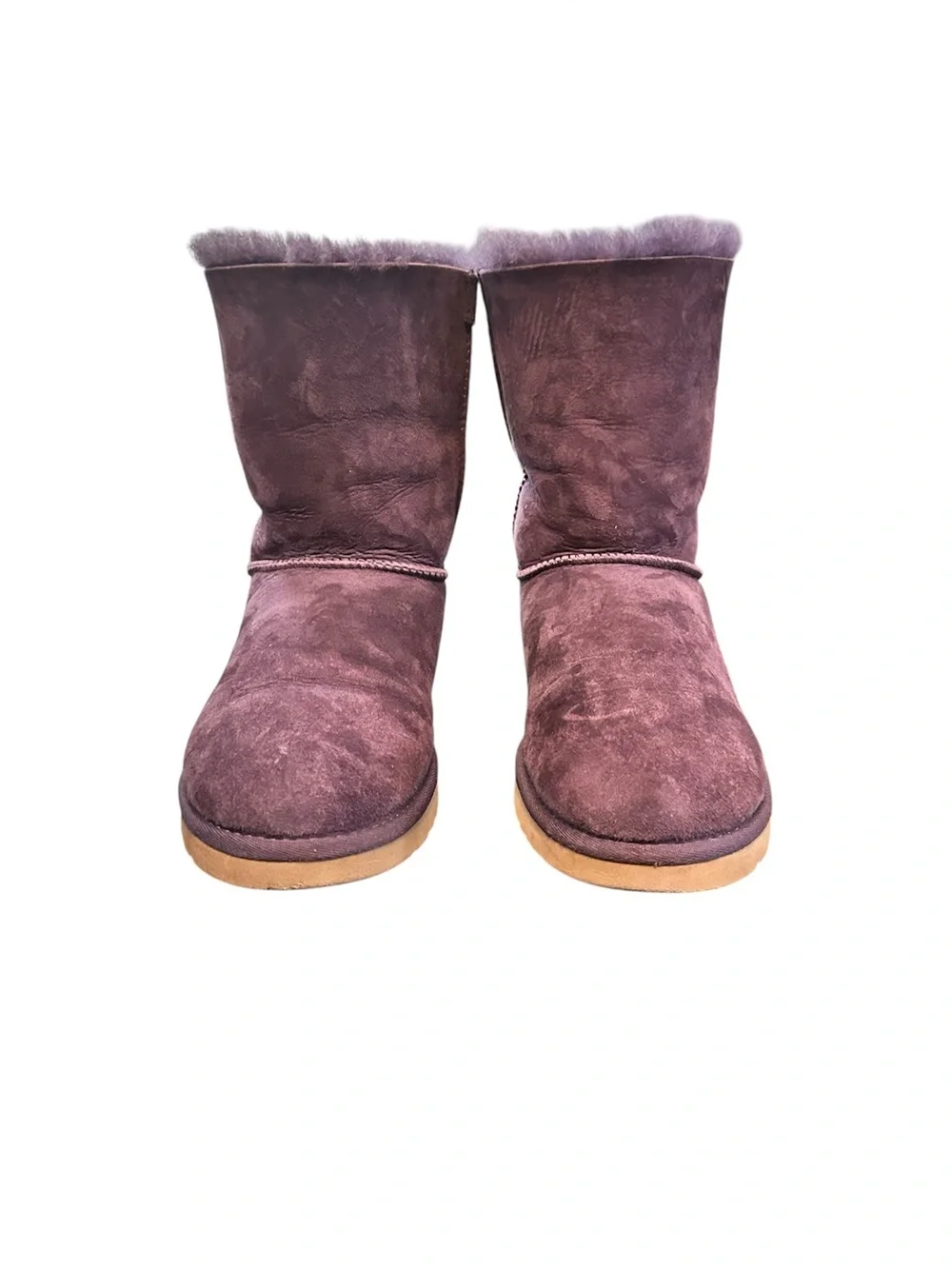 UGG Bailey Bow II Purple [Port?] Satin Bows Sheepskin Women's size 9